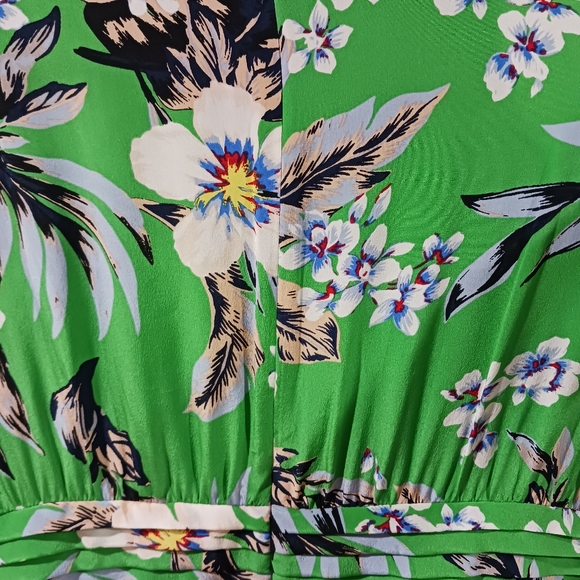 Diane Von Furstenberg Cinched Waist Bolan Palm Print Silk Dress - Picture 6 of 10